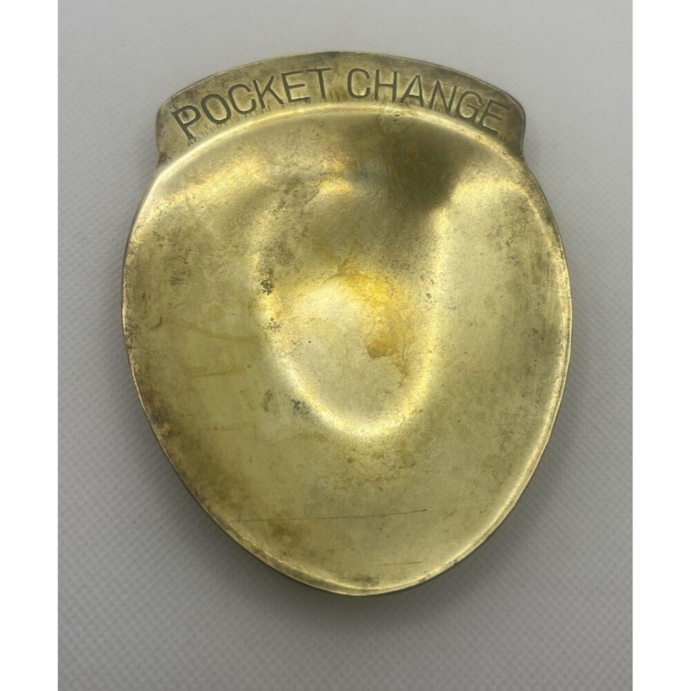 Vintage Solid Brass Oval Pocket Change Dish